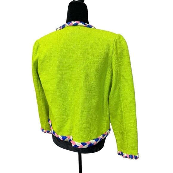 Alix of Bohemia Chartreuse Braided Trim Boho Jacket Green Cotton Small - Picture 11 of 16